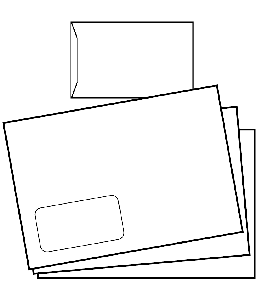 Briefumschlag DIN B4 (Lasche an der schmalen Seite), haftklebend mit Fenster, unbedruckt weiß