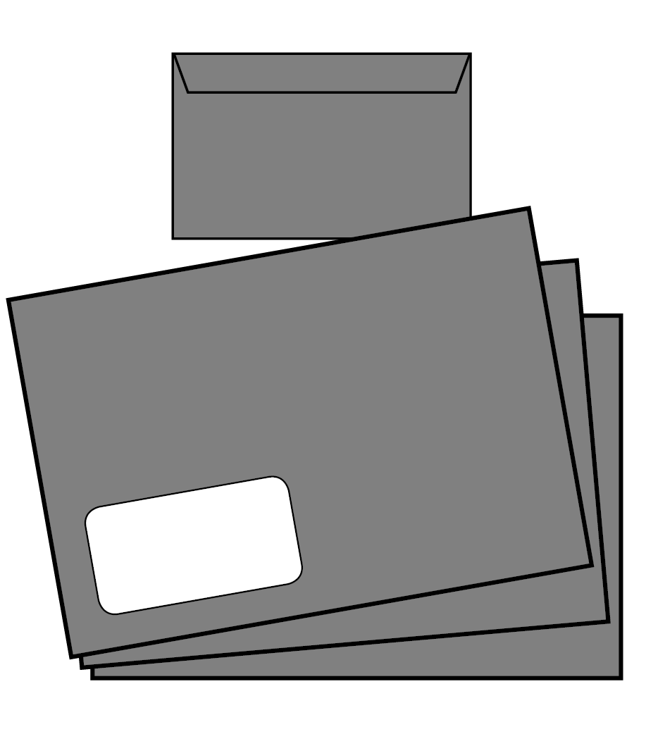 Briefumschlag DIN C4 (Lasche an der breiten Seite), haftklebend mit Fenster, beidseitig 1/1 schwarz-/weiß bedruckt