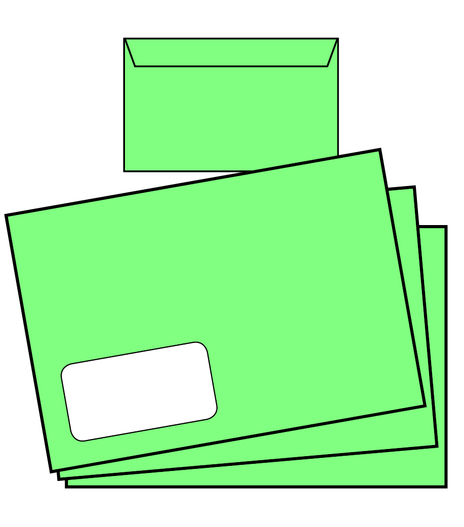 Briefumschlag DIN C4 (Lasche an der breiten Seite), haftklebend mit Fenster, beidseitig 4/4 farbig bedruckt