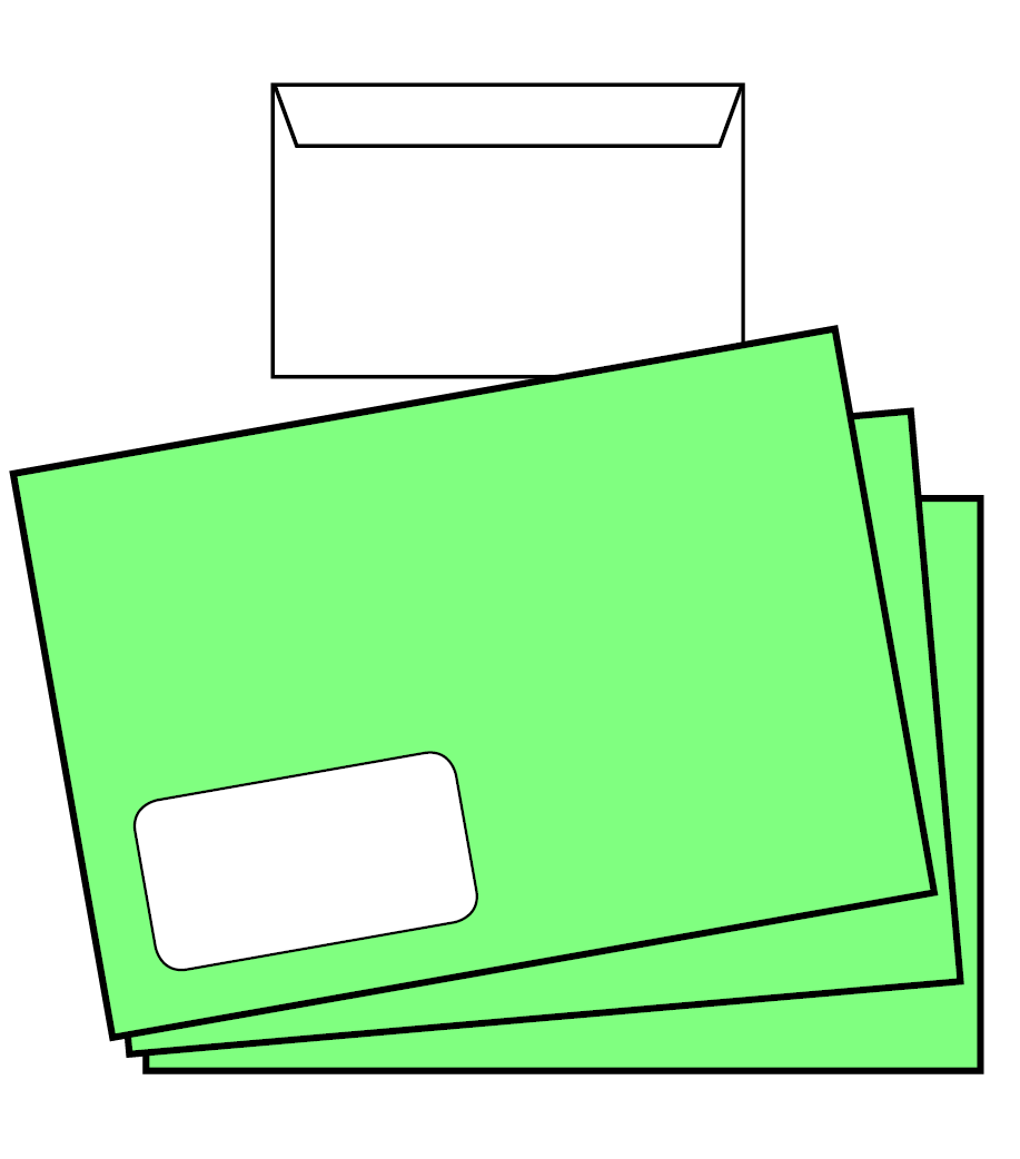 Briefumschlag DIN C4 (Lasche an der breiten Seite), haftklebend mit Fenster, einseitig 4/0 farbig bedruckt