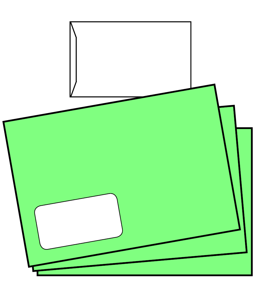 Briefumschlag DIN C4 (Lasche an der schmalen Seite), haftklebend mit Fenster, einseitig 4/0 farbig bedruckt
