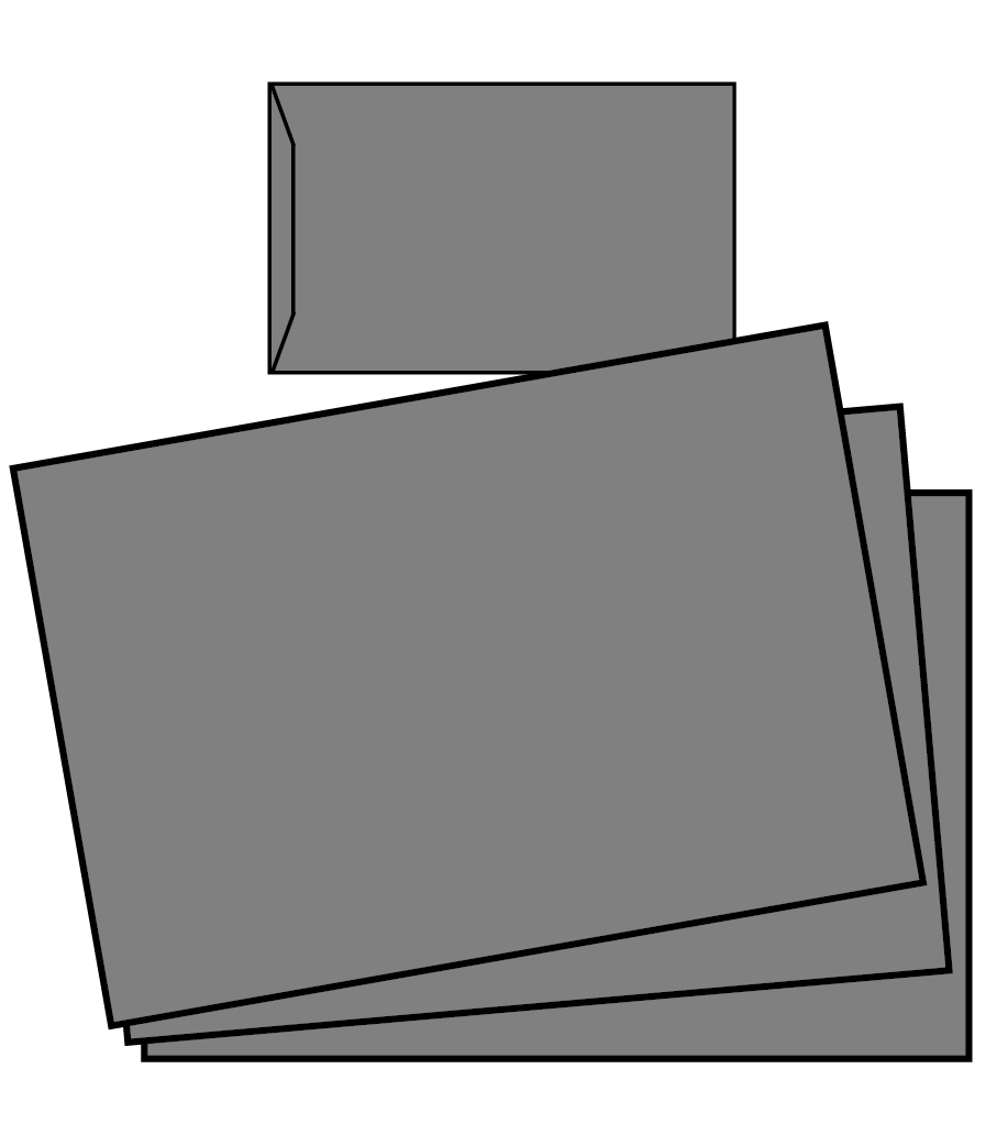 Briefumschlag DIN C4 (Lasche an der schmalen Seite), haftklebend ohne Fenster, beidseitig 1/1 schwarz-/weiß bedruckt