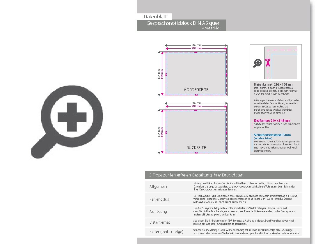 Product Bild gespr__chsnotizblock__din_a5_quer__10_blatt__4_0_farbig_einseitig_bedruckt
