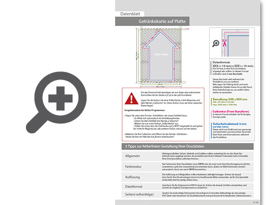Product Bild getr__nkekarte_auf_platte_in_pfeil-form_konturgefr__st___einseitig_4_0-farbig_bedruckt
