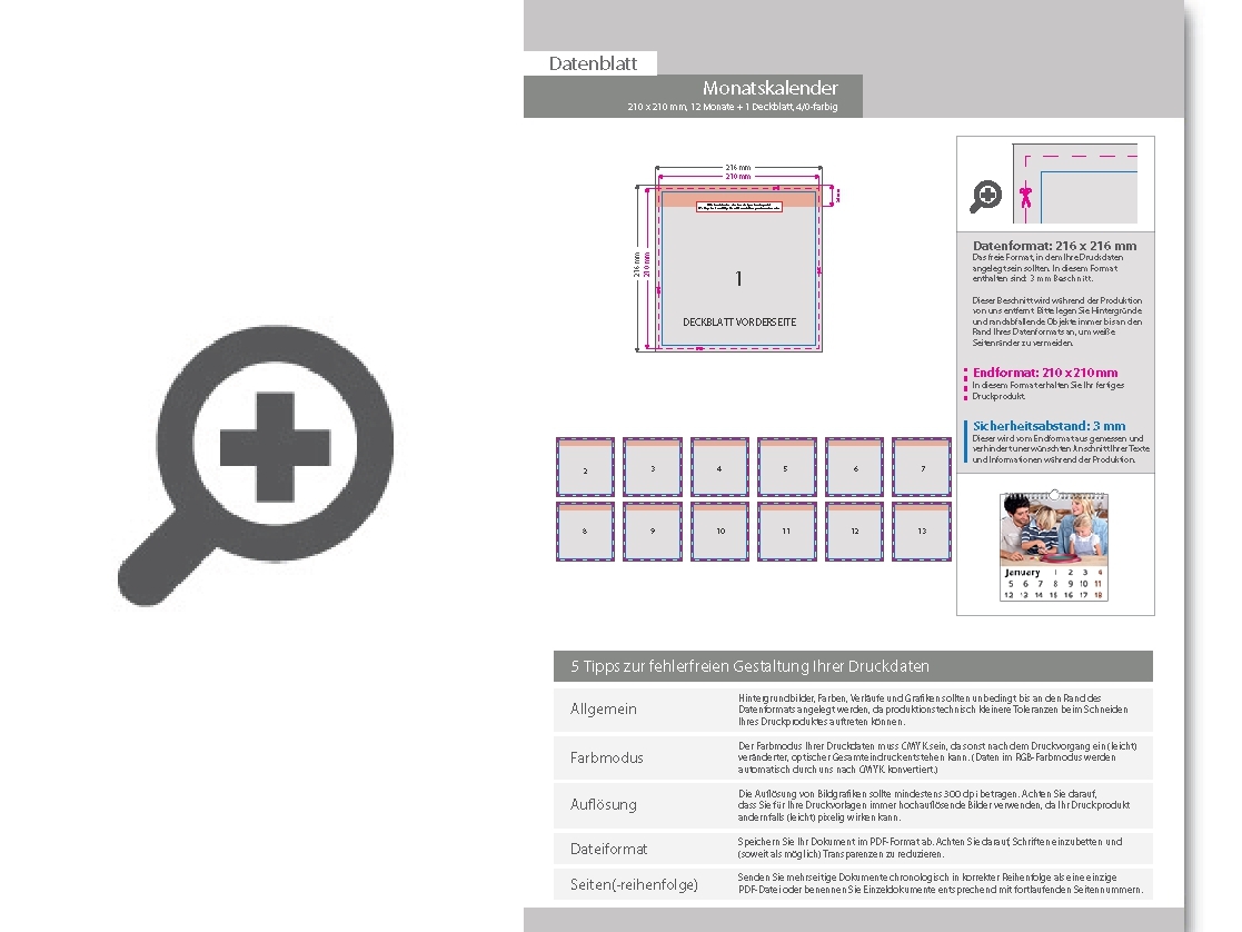 Product Bild monatskalender_13_blatt_(12_monate_+_deckblatt)__einseitig_bedruckt_4_0_farbig__quadrat_(210_x_210_mm)