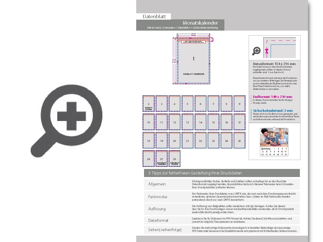 Product Bild monatskalender_14_blatt_(12_monate_+_1_deckblatt_+_1_schlussblatt)__beidseitig_bedruckt_4_4_farbig__din_a5_hoch_(148_x_210_mm)