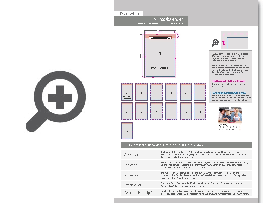 Product Bild monatskalender_14_blatt_(12_monate_+_2_deckbl__tter)__einseitig_bedruckt_4_0_farbig__din_a5_hoch_(148_x_210_mm)
