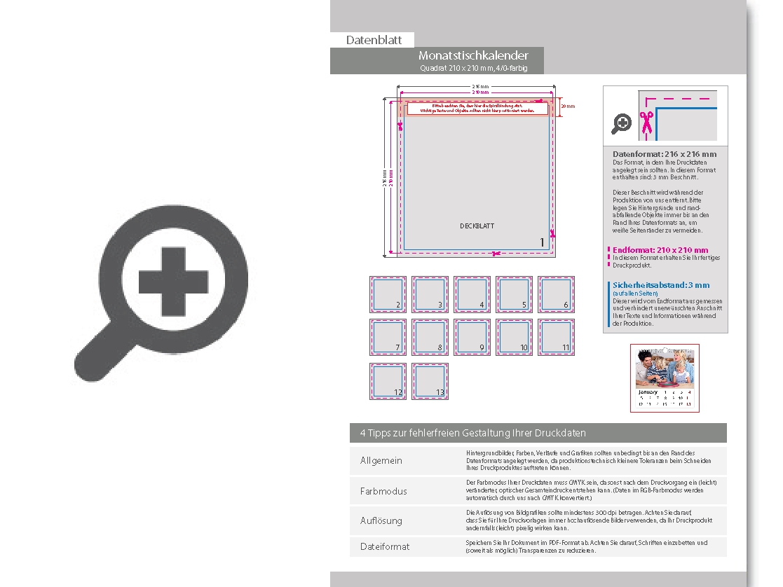 Product Bild monatstischkalender_zum_aufstellen_13_blatt_(12_monate_+_deckblatt)__quadrat_(210_x_210_mm)